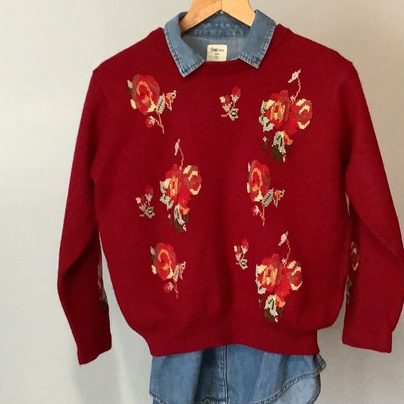100%Wool Embroidered Crew Neck Sweater - Picture 3 of 12